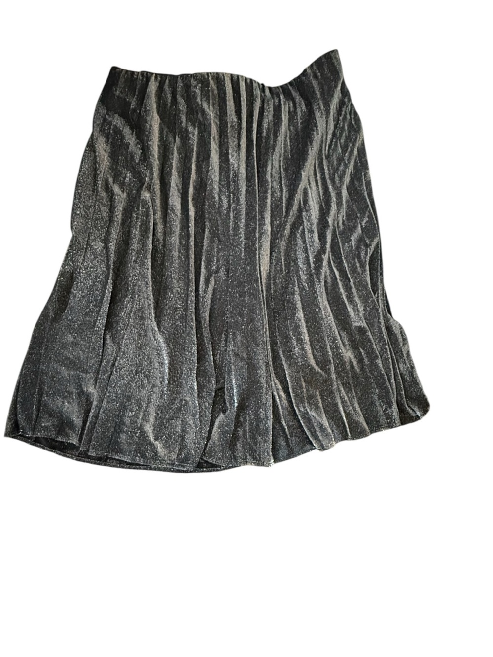 Worthington Silver XXL Metallic Pleated Midi Skirt Evening Holiday Glam